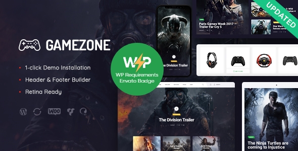 5 meilleurs thèmes WordPress pour votre site de jeux Capture d'écran du thème GamesZone